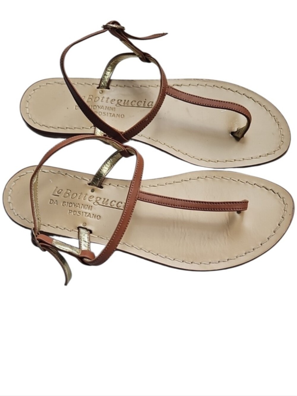 La BotteGuccia Positano Da Giovanni Brown Leather Sandals Made In Italy, Size 9